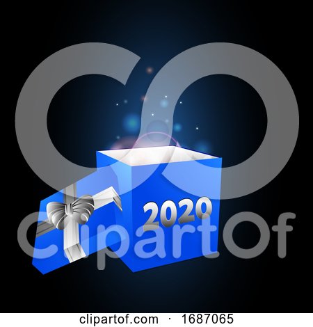2020 Blue Surprise Gift Box on Black by elaineitalia