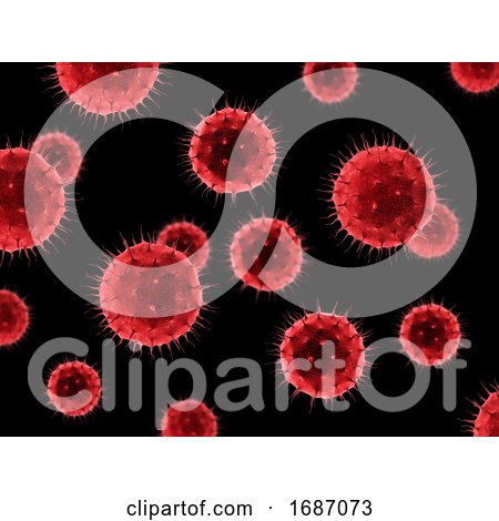 3D Virus Cells on a Black Background by KJ Pargeter