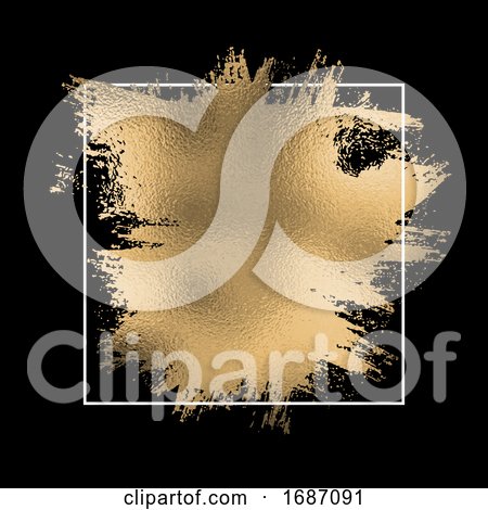 Gold Foil Splatter with White Frame on a Black Background by KJ Pargeter