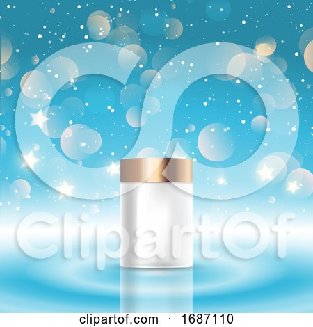 Christmas Background with a Blank Cosmetic Bottle on a Bokeh Lights Design by KJ Pargeter