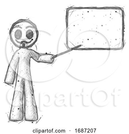 Sketch Little Anarchist Hacker Man Giving Presentation in Front of Dry-erase Board by Leo Blanchette