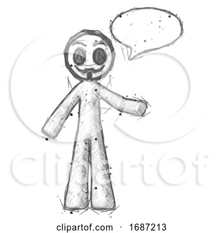 Sketch Little Anarchist Hacker Man with Word Bubble Talking Chat Icon by Leo Blanchette
