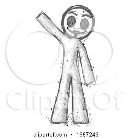 Sketch Little Anarchist Hacker Man Waving Emphatically with Right Arm by Leo Blanchette