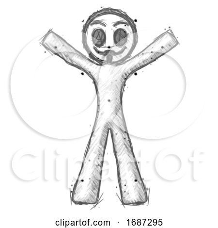 Clever Cutout Man Had An Idea Raised Right Arm With A Pen – eLearningchips