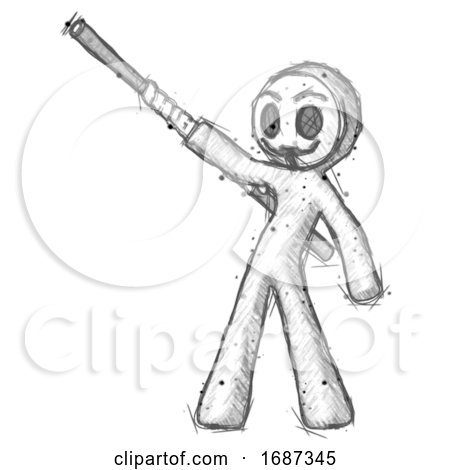Sketch Little Anarchist Hacker Man Bo Staff Pointing up Pose by Leo Blanchette