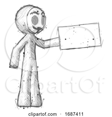Sketch Little Anarchist Hacker Man Holding Large Envelope by Leo Blanchette
