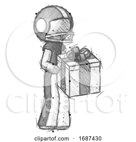 Sketch Football Player Man Giving a Present by Leo Blanchette