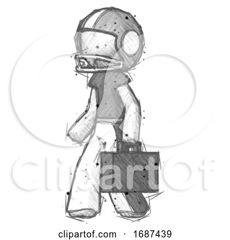 Sketch Football Player Man Walking with Briefcase to the Left by Leo Blanchette