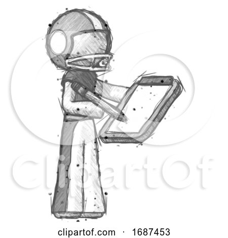 Sketch Football Player Man Using Clipboard and Pencil by Leo Blanchette