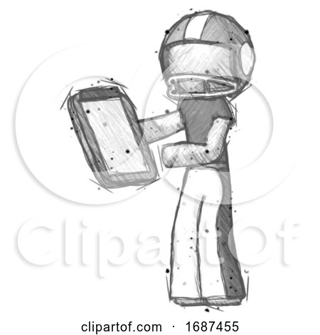 Sketch Football Player Man Reviewing Stuff on Clipboard by Leo Blanchette