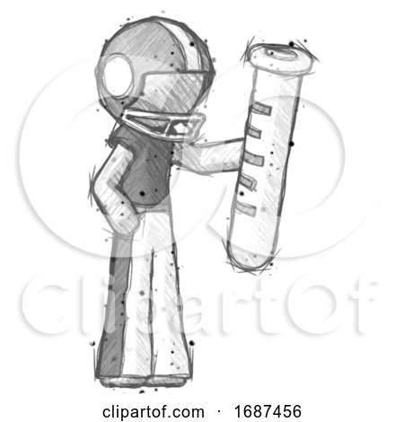 Sketch Football Player Man Holding Large Test Tube by Leo Blanchette