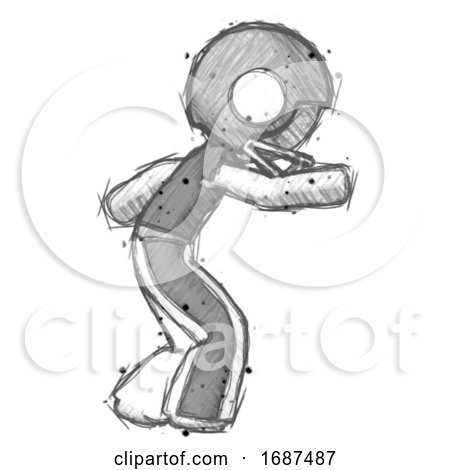 Sketch Football Player Man Sneaking While Reaching for Something by Leo Blanchette