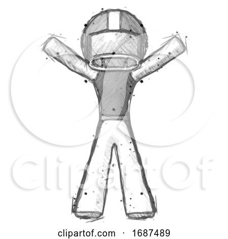 Sketch Football Player Man Surprise Pose, Arms and Legs out by Leo Blanchette