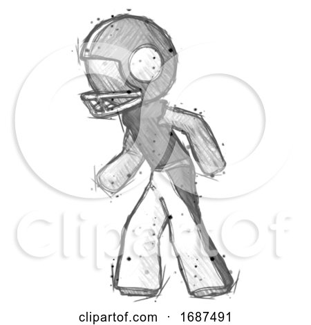 Sketch Football Player Man Suspense Action Pose Facing Left by Leo Blanchette