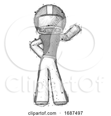 Sketch Football Player Man Waving Left Arm with Hand on Hip by Leo Blanchette