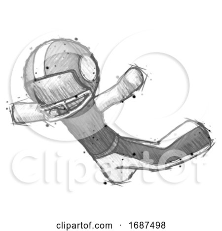 Sketch Football Player Man Skydiving or Falling to Death by Leo Blanchette