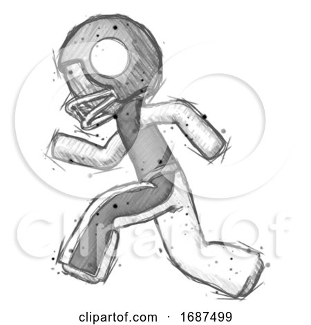 Sketch Football Player Man Running Fast Left by Leo Blanchette