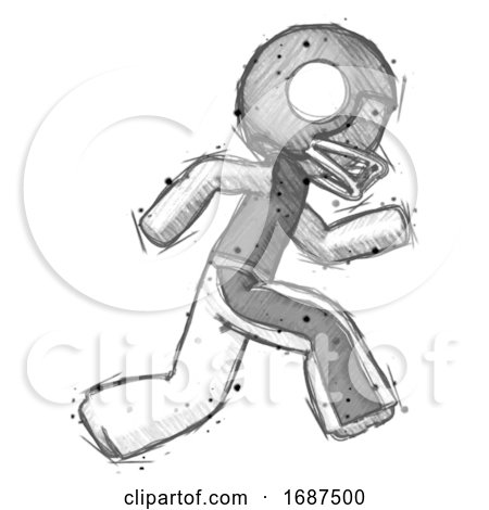 Sketch Football Player Man Running Fast Right by Leo Blanchette
