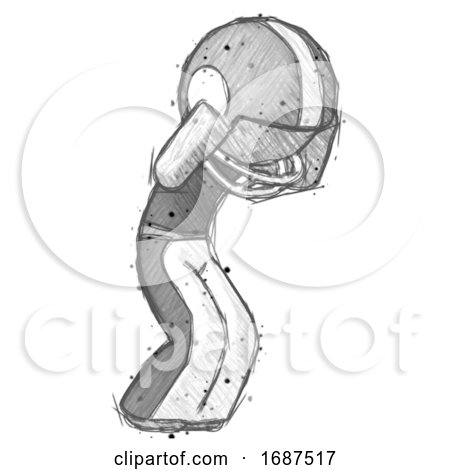 Sketch Football Player Man with Headache or Covering Ears Turned to His Right by Leo Blanchette