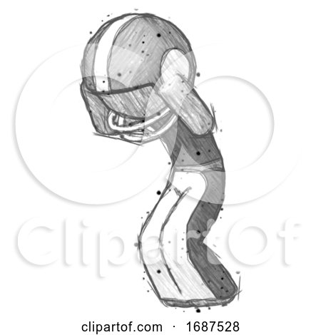 Sketch Football Player Man with Headache or Covering Ears Turned to His Left by Leo Blanchette