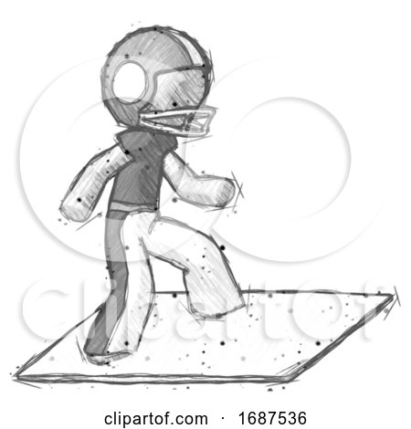 Sketch Football Player Man on Postage Envelope Surfing by Leo Blanchette