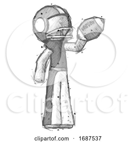 Sketch Football Player Man Holding Football up by Leo Blanchette