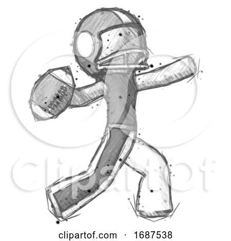 Sketch Football Player Man Throwing Football by Leo Blanchette