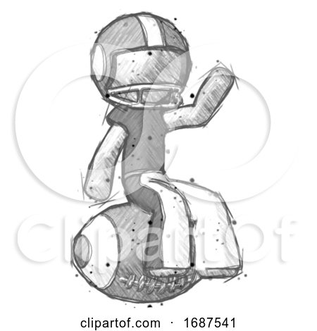 Sketch Football Player Man Sitting on Giant Football by Leo Blanchette