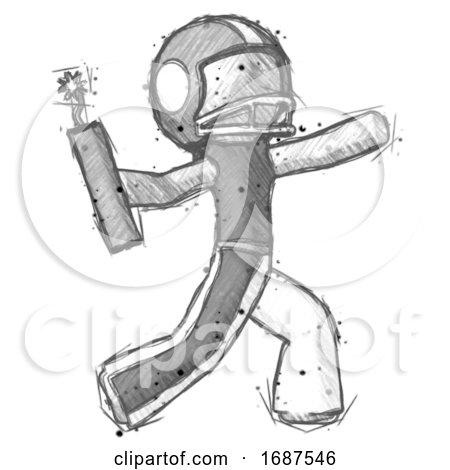 Sketch Football Player Man Throwing Dynamite by Leo Blanchette