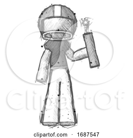 Sketch Football Player Man Holding Dynamite with Fuse Lit by Leo Blanchette