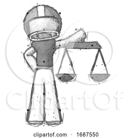 Sketch Football Player Man Holding Scales of Justice by Leo Blanchette