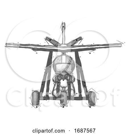 Sketch Football Player Man in Ultralight Aircraft Front View by Leo Blanchette