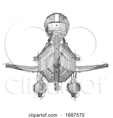 Sketch Football Player Man in Geebee Stunt Plane Front View by Leo Blanchette