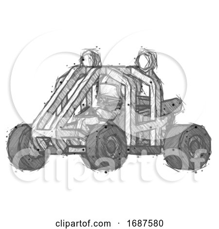 Sketch Football Player Man Riding Sports Buggy Side Angle View by Leo Blanchette