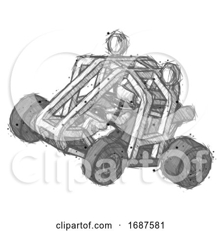 Sketch Football Player Man Riding Sports Buggy Side Top Angle View by Leo Blanchette