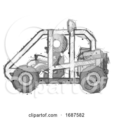 Sketch Football Player Man Riding Sports Buggy Side View by Leo Blanchette