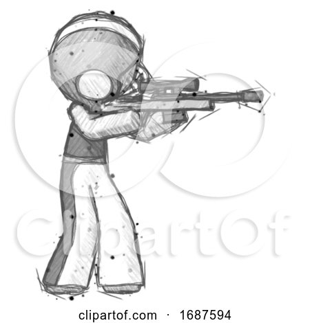 Sketch Football Player Man Shooting Sniper Rifle by Leo Blanchette