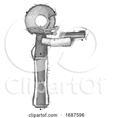 Sketch Football Player Man Firing a Handgun by Leo Blanchette
