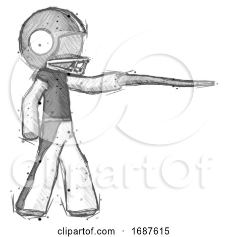 Sketch Football Player Man Pointing with Hiking Stick by Leo Blanchette