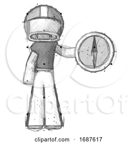 Sketch Football Player Man Holding a Large Compass by Leo Blanchette