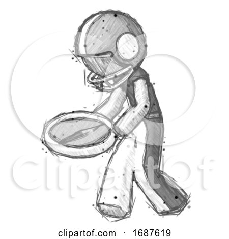 Sketch Football Player Man Walking with Large Compass by Leo Blanchette