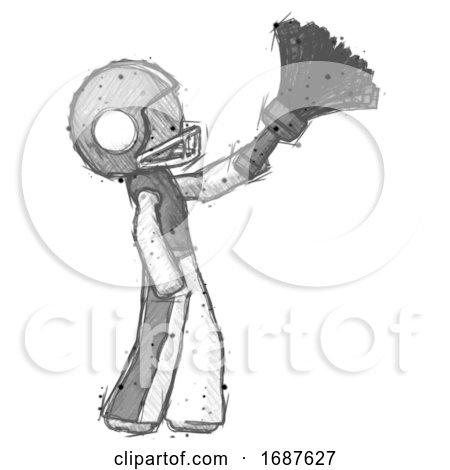 Sketch Football Player Man Dusting with Feather Duster Upwards by Leo Blanchette