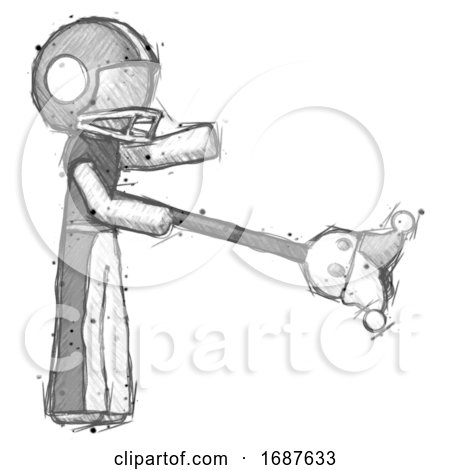 Sketch Football Player Man Holding Jesterstaff - I Dub Thee Foolish Concept by Leo Blanchette