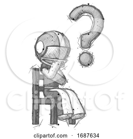 Sketch Football Player Man Question Mark Concept, Sitting on Chair Thinking by Leo Blanchette