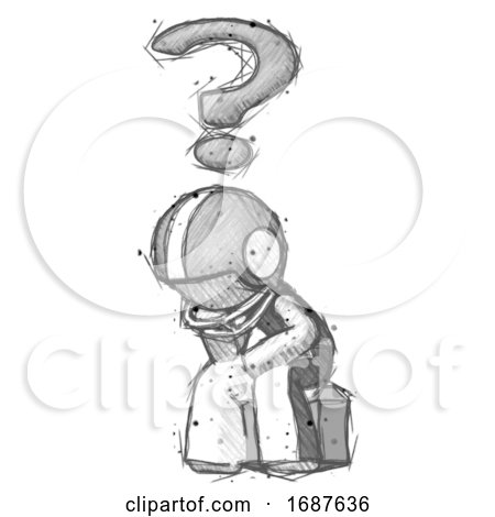 Sketch Football Player Man Thinker Question Mark Concept by Leo Blanchette