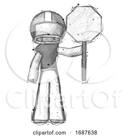 Sketch Football Player Man Holding Stop Sign by Leo Blanchette