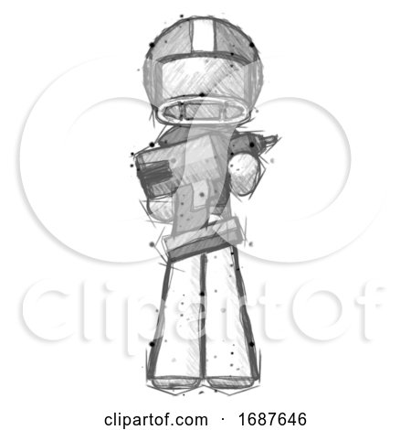 Sketch Football Player Man Holding Large Drill by Leo Blanchette