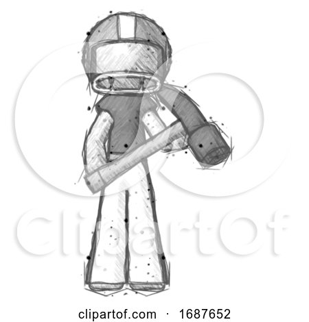 Sketch Football Player Man Holding Hammer Ready to Work by Leo Blanchette