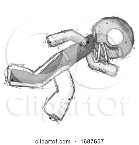 Sketch Football Player Man Running While Falling down by Leo Blanchette