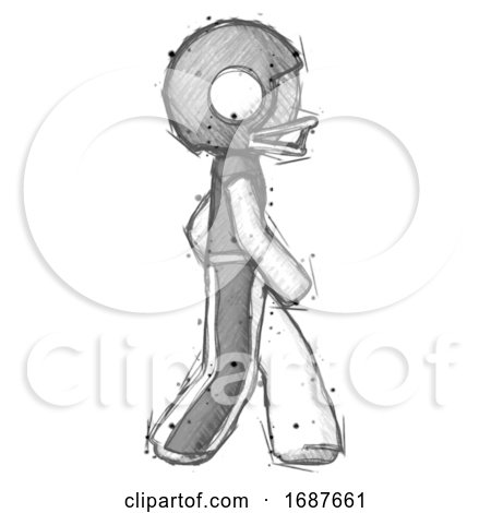 Sketch Football Player Man Walking Right Side View by Leo Blanchette